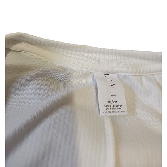 Lane Bryant Livi Ruched Drawstring Top Womens Plus 18/20 Ribbed White Tie Front - Picture 5 of 8